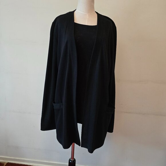 Weekenders Open Cardigan & Joe Fresh Long Sleeve Tunic, 2-Piece Set, Both Black - Picture 1 of 16